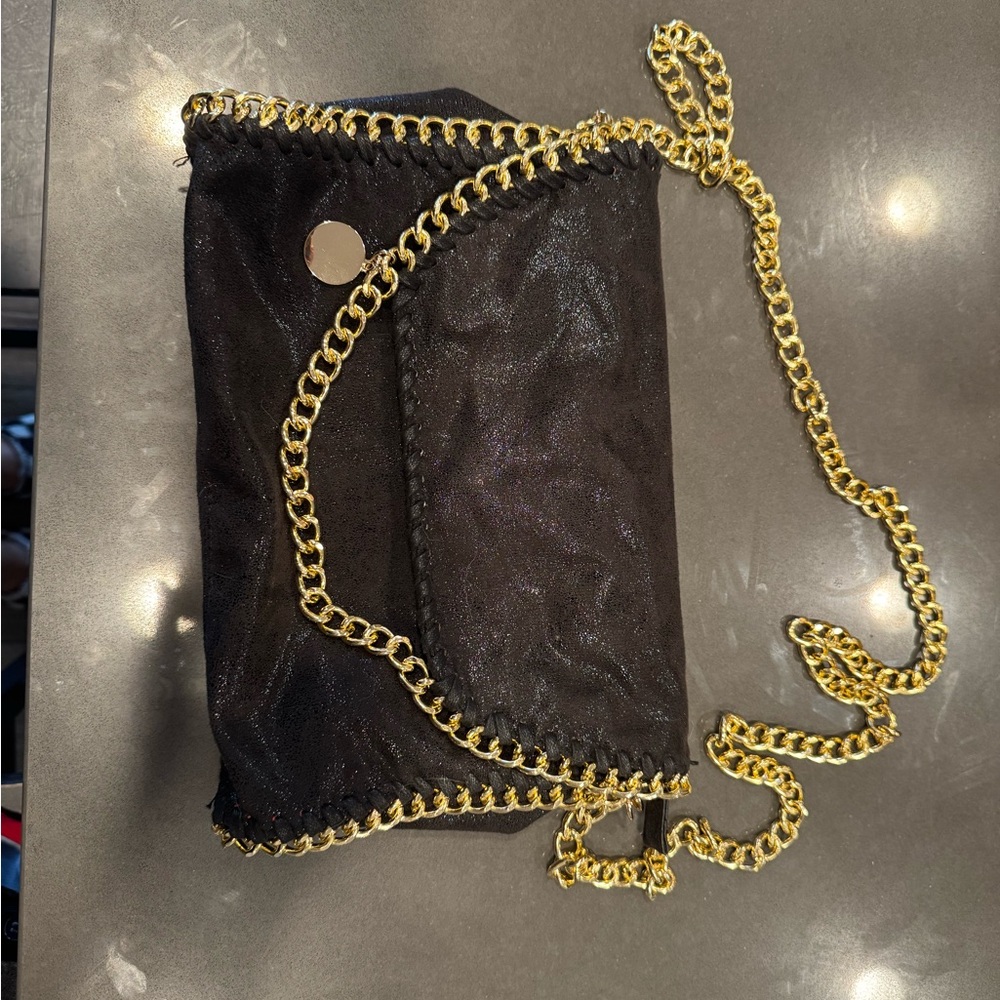 Black Crossbody with Gold Chain